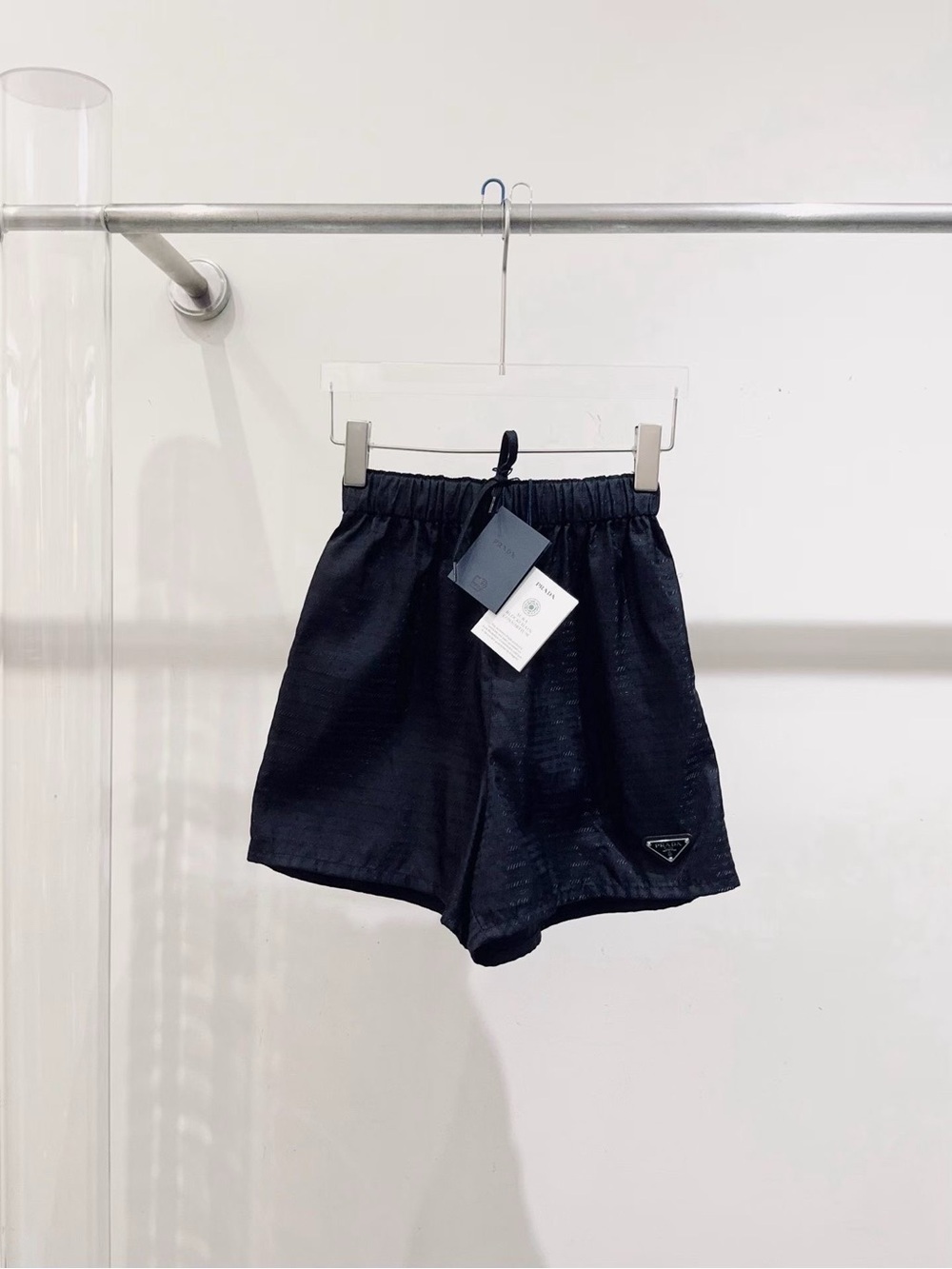 Prada Black Triangular Logo Patch Shorts